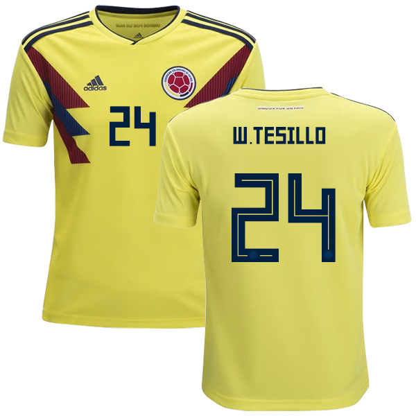 Colombia #24 W.Tesillo Home Kid Soccer Country Jersey - Click Image to Close